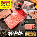 【ふるさと納税】神戸牛 焼肉用カルビ 量が選べる(400g・600g・800g)/ A4ランク以上 牛カルビ 小分け 牛肉 焼肉 カルビ バラ 肉 ばら肉 焼き...