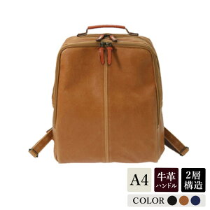 【ふるさと納税】レトロリュック 【選べる3カラー ブラック・キャメル・ネイビー】(No.4990) / 木和田 リュック リュックサック 2層式 仕分け収納 白化合皮 ポケット ペットボトルホルダー 高級 かばん カバン バッグ 鞄 手作り メンズ レディース 日本製
