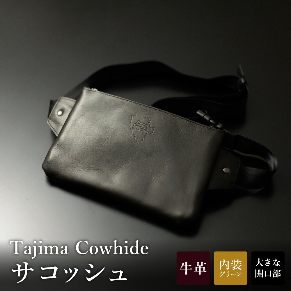 Tajima Cowhide サコッシュ / 革バッグ ブラック メンズ レディース 軽量 約250g バッグ かばん カバン 鞄 黒 日本製 豊岡製 循環型ブランド タジマ カウハイド DLP