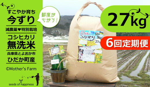 【ふるさと納税】【今ずり・無洗米】兵庫県但馬産コシヒカリ（白米）【27kgx6回（隔月）定期便】/ コ...