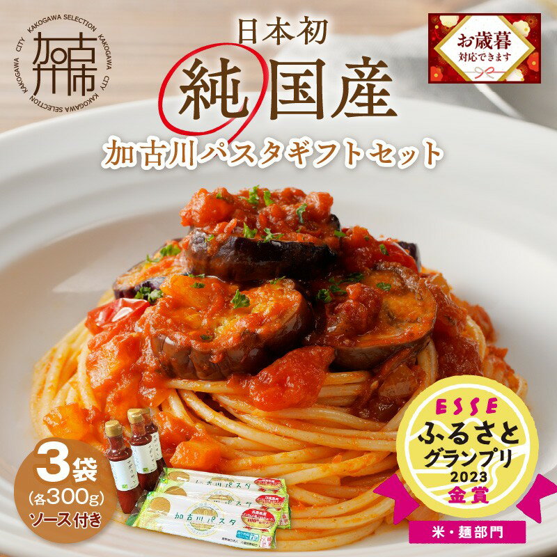 ＼お歳暮ギフト対象品/加古川パスタギフトセット[ パスタ 乾麺 国産小麦 国産 ギフトセット 詰め合わせ プレゼント 贈り物 スパゲッティ パスタソース ナポリタン ピザソース アレンジ 保存食 麺 加古川市 送料無料 ギフト 八幡営農 オーマイ ]