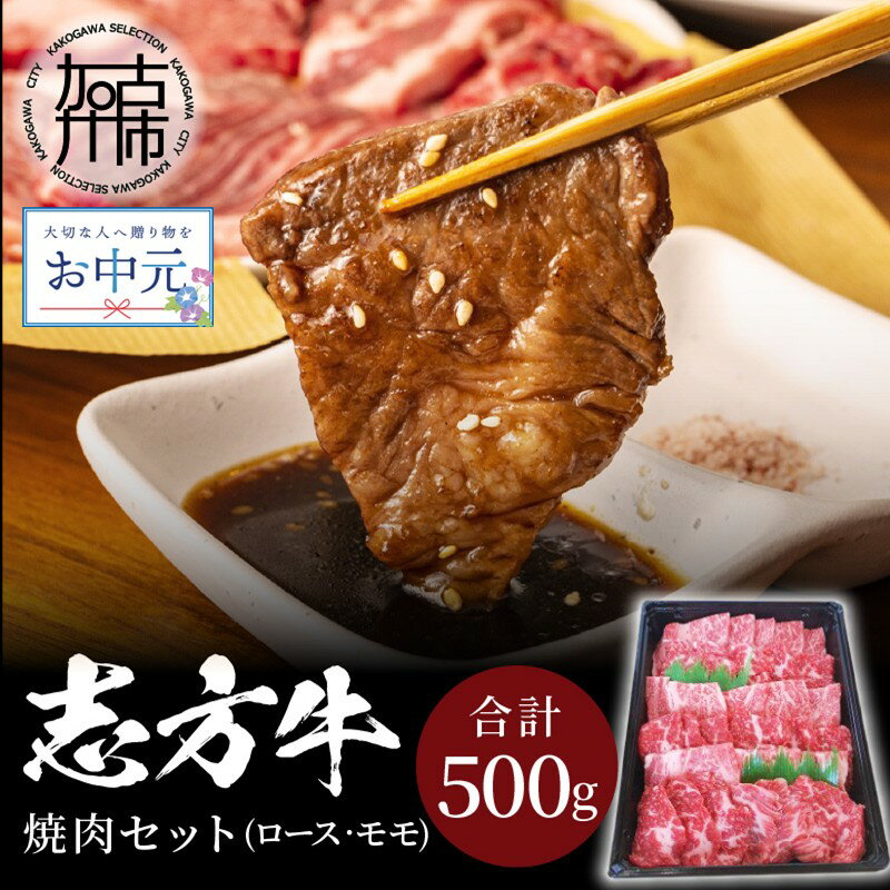 [＼お中元熨斗対応/][レビューキャンペーン] 志方牛焼肉セット(500g)[ 国産 牛肉 牛 国産牛 焼肉 ロース モモ お手軽 おいしい お取り寄せ グルメ 志方牛 送料無料 贈答用 ギフト プレゼント 贈り物 ]