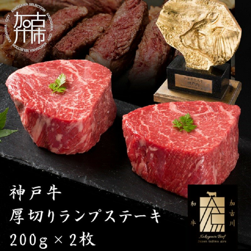 【ふるさと納税】神戸牛厚切りランプステーキ 200g×2枚《 肉 牛肉 牛 神戸牛 国産牛 ステーキ ステーキ肉 ランプ 霜降り サーロイン 赤身牛 美味しい プレゼント ギフト 人気 送料無料 返礼品 お取り寄せ おすすめ》のサムネイル