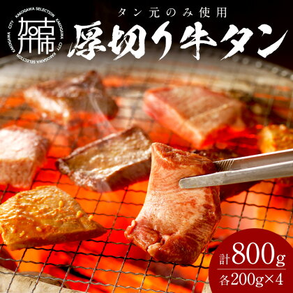 【やわらかい部位(タン元)のみ使用】厚切り牛タン 800g(200g×4パック)《 牛タン タン 牛肉 牛 肉 お肉 送料無料 焼肉 焼き肉 BBQ バーベキュー 厚切 おすすめ 800グラム 小分け 小分けパック ふるさと納税 牛タン厚切り 加古川市 楽天市場 ふるさと納税 》