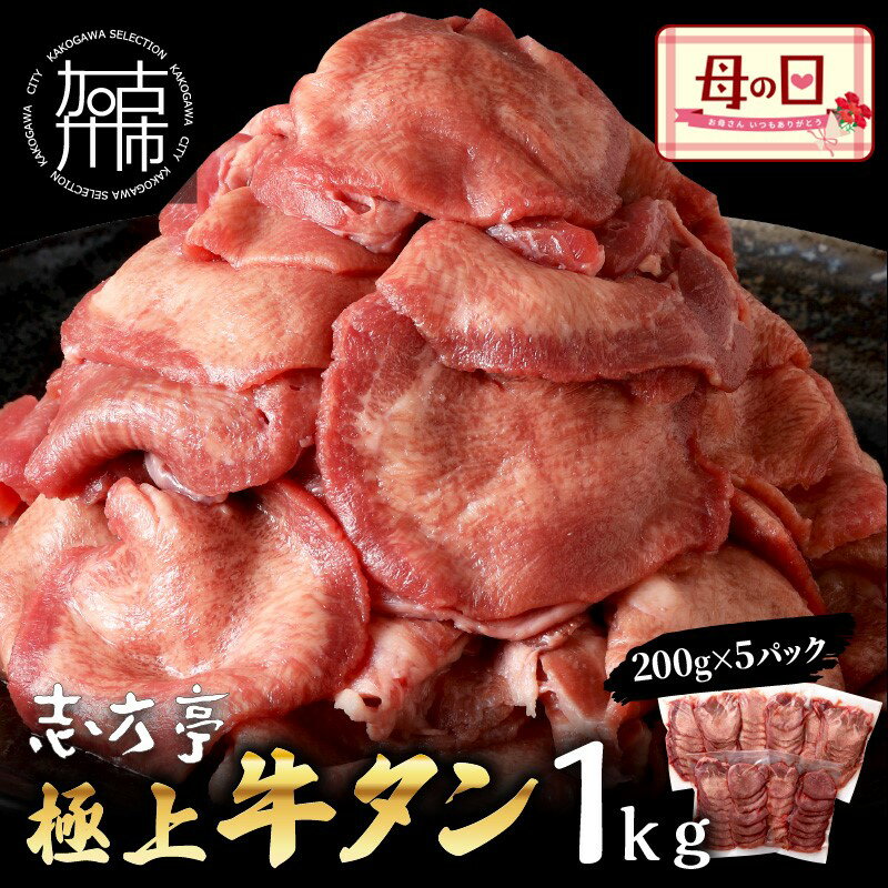 【ふるさと納税】《 母の日ギフト 》極上牛タン たっぷり1kg(200g×5パック)〈 贈り物 ギフト 贈答 母の日 ふるさと納税 牛タン タン 牛肉 牛 肉 お肉 送料無料 焼肉 焼き肉 スライス 小分け 小分けパック おすすめ 1キロ 1kg ふるさと納税 牛タン薄切り 加古川市 〉のサムネイル