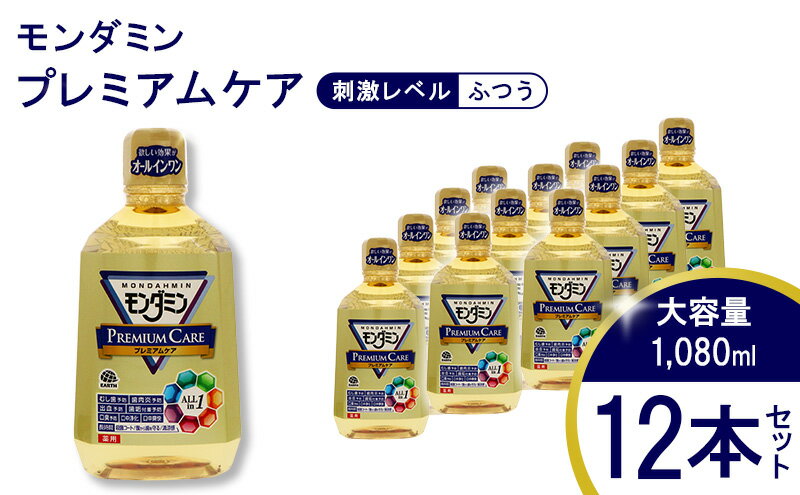 【ふるさと納税】 モンダミン プレミアムケア 1080mL 12本[ アース製薬 口腔ケア 口内ケア マウスウォッシュ 大容量 ]　【 日用品 お口 悩み トラブル 丸ごとケア 洗口液 予防 むし歯 歯肉炎 臭口 】