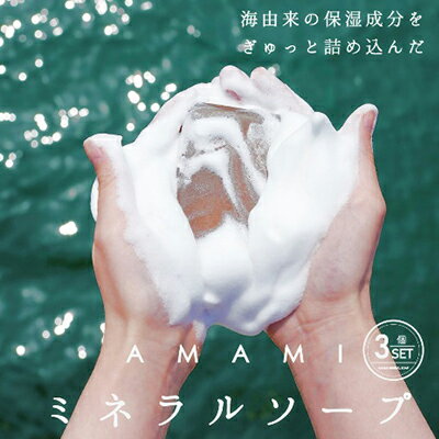 【ふるさと納税】AMAMI ミネラルソープ 3個 泡立てネット付　【 美容 固形石鹸 石けん ミネラル 無添...