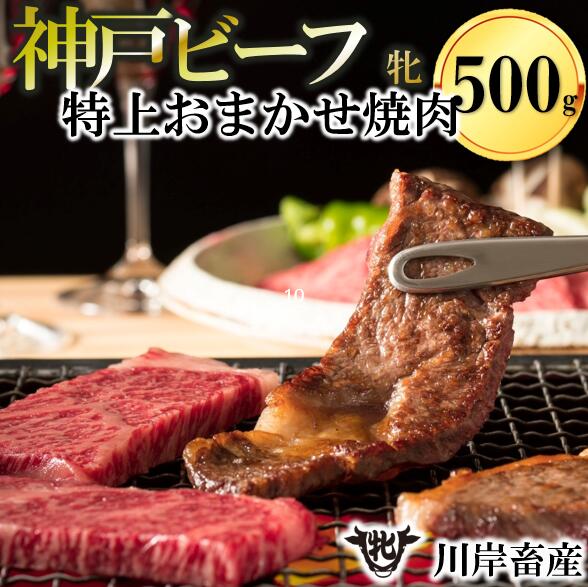 川岸牧場 神戸ビーフ 特上 焼肉 おまかせセット 500g 牛肉 赤身 神戸牛 兵庫 西脇市 肉 お取り寄せ ギフト ご褒美 贅沢 お祝い おうち時間 焼肉 BBQ 上質 限定 名物 名産