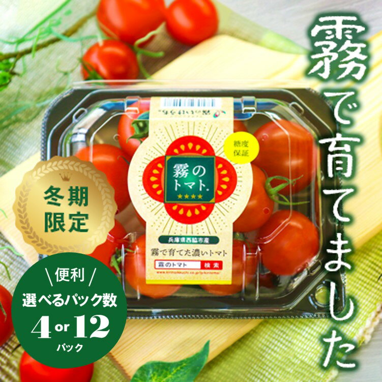 【霧で育てた濃厚な味】霧のトマト 選べるパック数　200g× 4パック or 12パック