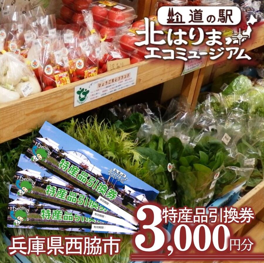 兵庫県西脇市【道の駅・特産品引換券】3,000円分　北はりまエコミュージアム