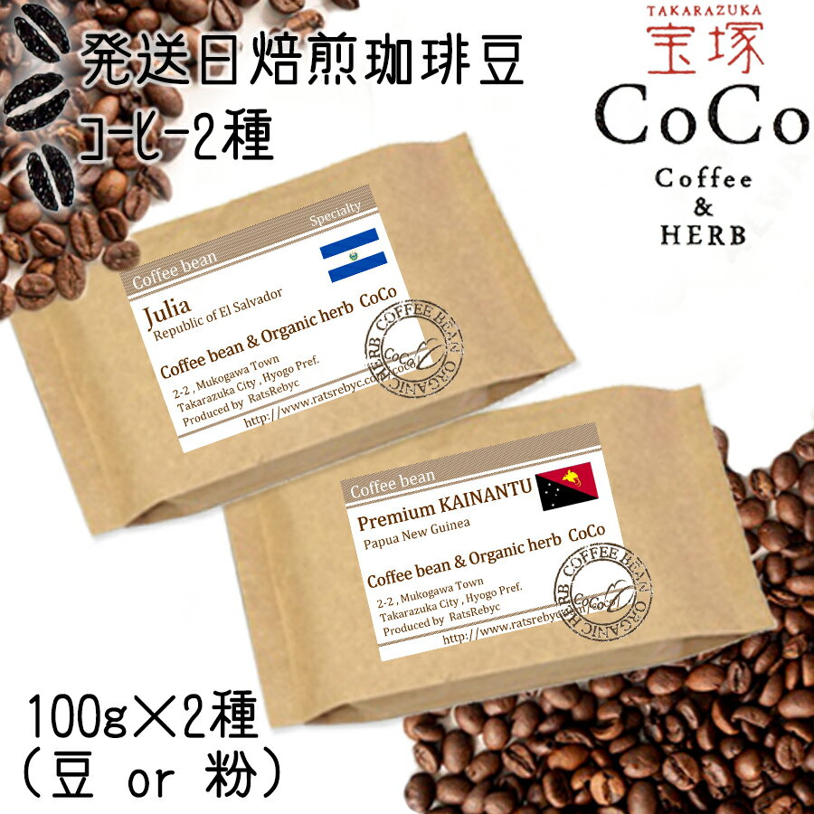 [宝塚]発送日・当日自家焙煎珈琲100g×2種miniサイズ