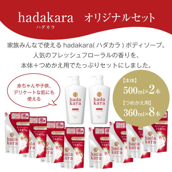 【ふるさと納税】hadakara（ハダカラ）オリジナルセット　【ハダカラ・ボディソープ・フレッシュフローラルの香り・詰め替え・本体】