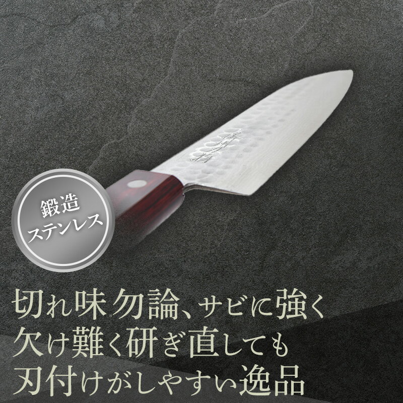 【ふるさと納税】鍛造ステンレス　V金10割込槌目多層鋼三徳包丁 1本 キッチン用品 工芸品 装飾品