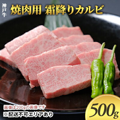 神戸牛　焼肉用 霜降りカルビ 500g（250g×2）　【お肉・牛肉・カルビ・焼肉・バーベキュー・神戸牛・霜降り】