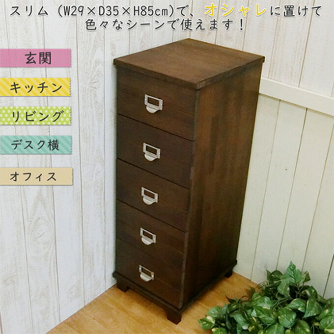 【ふるさと納税】チェスト 5段[ 収納 家具 インテリア ] 収納家具 木製 深さ9cm 5段チェスト 天然木 多段チェスト 書類 文房具 タオル 日用品 分類ネームホルダー 取っ手 一目で分かる