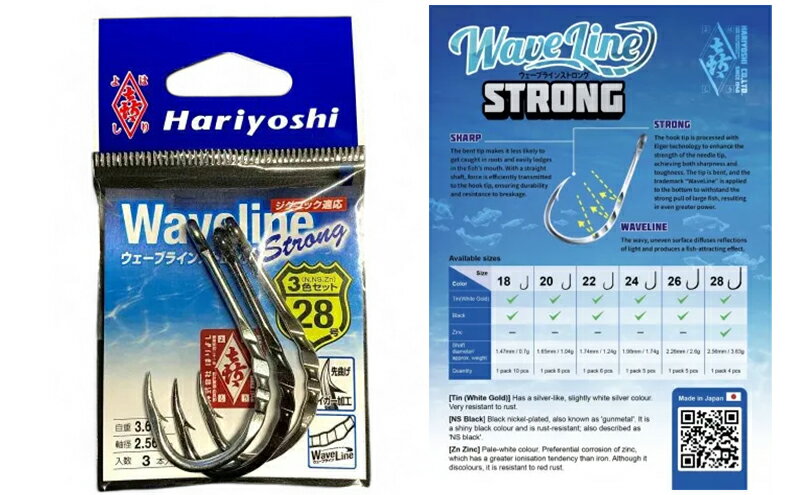 【ふるさと納税】釣針 はりよし ウェーブラインストロング（徳用） 18号（白金、黒 各1セット）[ 釣り 釣り針 あじ ]