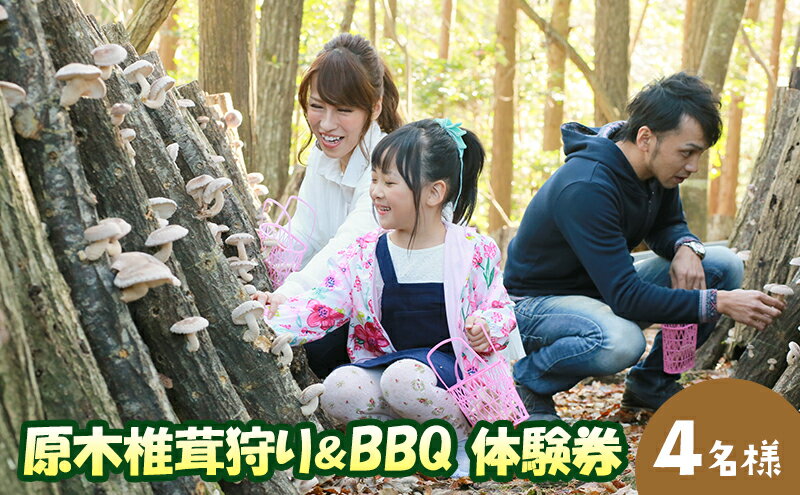 【ふるさと納税】 原木 椎茸 狩り ＆ BBQ 4名様 体験券 しいたけ シイタケ 椎茸狩り バーベキュー 体験 チケット ふるさと納税 ふるさと 人気 家族 レジャー アウトドア おすすめ 送料無料 兵庫県 三田市[ 3d28bae310000 ] 3