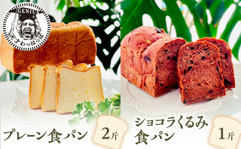 【ふるさと納税】 プレーン 食パン 2斤 ＆ ショコラ くるみ 食パン 1斤 パン ぱん 食パン ブレッド おいしい 朝食 朝ごはん 朝 数量限定 訳あり ふるさと納税 ふるさと 人気 おすすめ 送料無料 兵庫県 三田市[ 3d28bae530022 ]