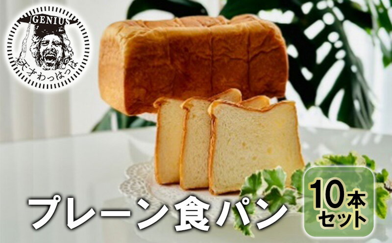 【ふるさと納税】プレーン食パン10本セット　【 生乳 北海道産 バター ジャージー乳 生クリーム 沖縄 海洋塩 柔らか 焼き上がり 急速冷凍 】