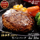 【ふるさと納税】【最短4日以内発送】 神戸牛 100% 生ハンバーグ 選べる 4〜10個入 セット 4個セット 10個セット (100g×4〜10個) 詰め合わ...