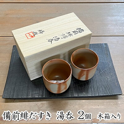 備前緋だすき 湯呑 2個 木箱入り[ 備前焼 緋襷 ]　【 湯のみ 工芸品 2個 ペア 和 木箱入り 日本茶 プレゼント 自宅用 】