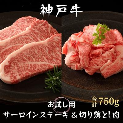 神戸牛 サーロインステーキ＆切り落とし肉 お試し用 牛肉 和牛 お肉 サーロイン ステーキ肉 切り落とし 肉 牛丼 肉じゃが 炒め物にも 黒毛和牛 冷凍　【 牛肉 お肉 ビフテキ 記念日 お祝い 夕飯 ディナー 】