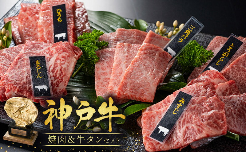 【ふるさと納税】焼肉セット 3種 バラ モモ 牛タン 計500g 神戸牛 焼き肉 牛肉 和牛 焼肉 キャンプ BBQ アウトドア バーベキュー 黒毛和牛 お肉 冷凍 小分け　【 神戸ビーフ 】