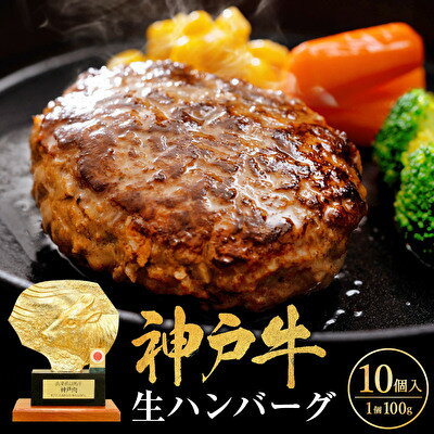 神戸牛 ハンバーグ 100g×10個 神戸ビーフ 国産 普段使い 肉 牛肉 セット 冷凍 小分け　【 お肉 贅沢 美味しい 肉汁 ジュワッ 旨味 しつこくなく サッパリ 】　お届け：配送可能時期より順次発送