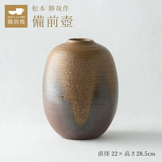 【ふるさと納税】【一点もの】備前壺　備前　備前焼　松本勝哉　【 工芸品 日本古来 六古窯 歴史 古い 焼き物 釉薬 豊臣秀吉 唯一無二 伝統 作品 鎬壺 美しい シンプル 】