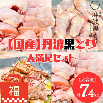 地鶏 丹波 黒どり 大満足セット 計7.4kg 福袋 モモ肉 炭火焼 手羽元 高タンパク低カロリー ダイエット 冷凍 鶏肉 国産　【お肉・鶏肉・お肉・鶏肉・手羽・鶏肉焼き鳥】