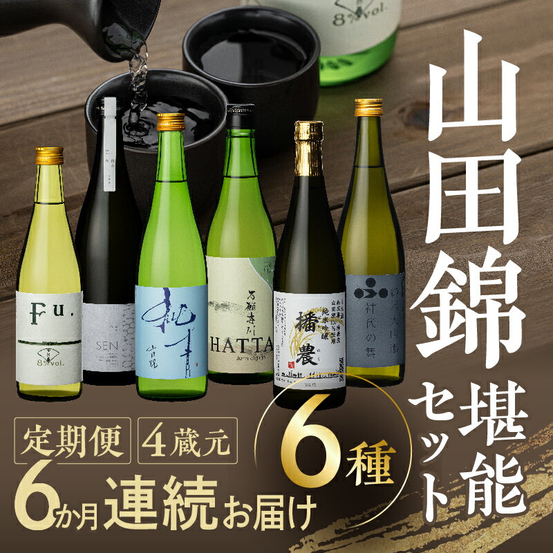 [山田錦堪能セット] 定期便 4蔵元 6種 6か月連続お届け 純米吟醸 酒 お酒 日本酒 飲みくらべ 人気 [定期便・ お酒 日本酒 純米酒 6本 お楽しみ ]