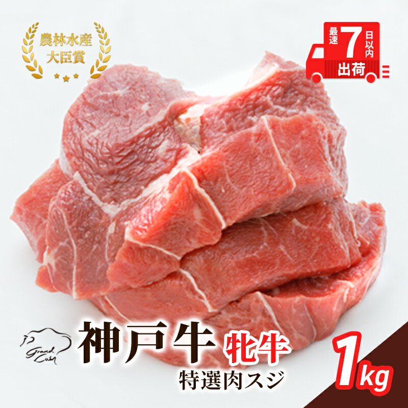 神戸ビーフ 神戸牛 牝 特選肉スジ(角切りカレー煮込み用)大容量 1000g 1kg 川岸畜産 煮込み おでん カレー 冷凍 肉 牛肉 すぐ届く 小分け [ お肉 牛肉 和牛 食材 グルメ ブランド牛 日本産 国産 夕飯 晩御飯 夜ごはん ]