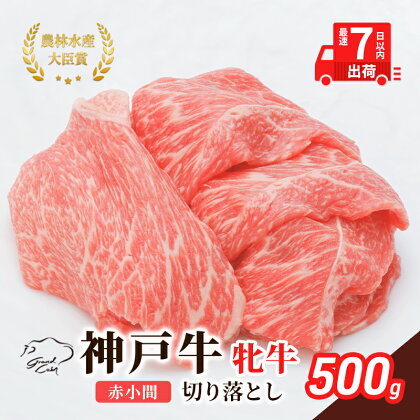 神戸ビーフ 神戸牛 牝 切り落とし 赤小間 500g 川岸畜産 すき焼き 牛丼 冷凍 肉 牛肉 すぐ届く 小分け　【 お肉 牛肉 和牛 食材 グルメ ブランド牛 日本産 国産 夕飯 晩御飯 夜ごはん 】