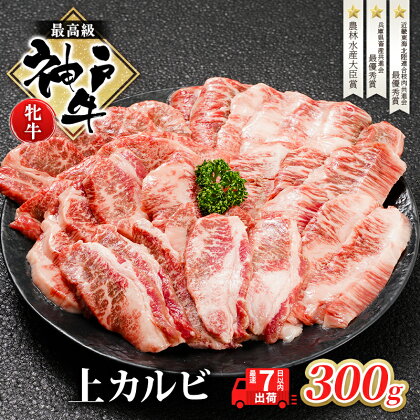 神戸ビーフ 神戸牛 牝 上カルビ 焼肉 300g 川岸畜産 冷凍 肉 牛肉 すぐ届く 小分け　【 お肉 牛肉 和牛 食材 グルメ ブランド牛 日本産 国産 夕飯 晩御飯 夜ごはん 】