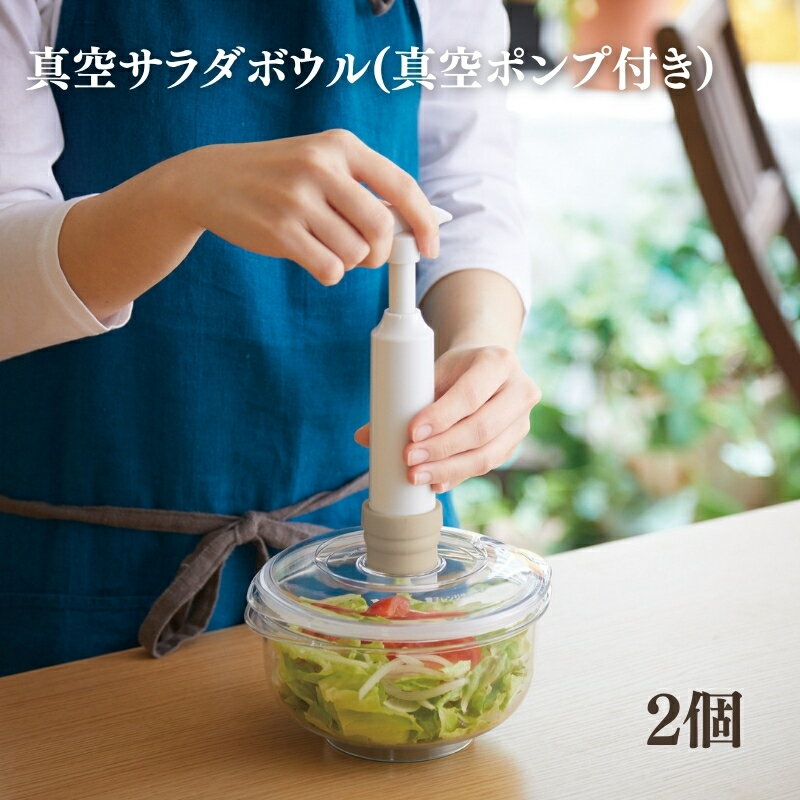 【ふるさと納税】期間限定寄附額 [ 真空 サラダボウル 2個 セット ] 真空ポンプ 付き 真空保存容器 保..