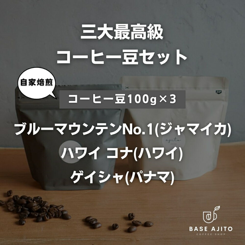三大最高級コーヒー豆セット[パナマ ゲイシャ、ジャマイカ ブルーマウンテンNo.1、ハワイ コナ]100g×3(豆) | 兵庫県 丹波篠山市
