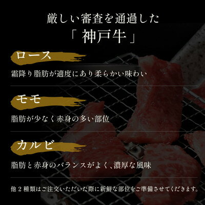 【ふるさと納税】和牛セレブの神戸牛5種の希少部位焼肉食べ比べ 350g【配送不可地域：離島】【1436435】 f282227-yabu-10000472 兵庫県養父市 サンプル画像3