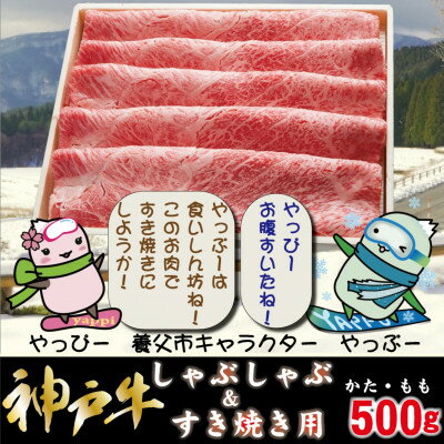 【ふるさと納税】神戸牛 しゃぶしゃぶ & すき焼き用 かた ・ もも肉 計500g YBS2【配送不...