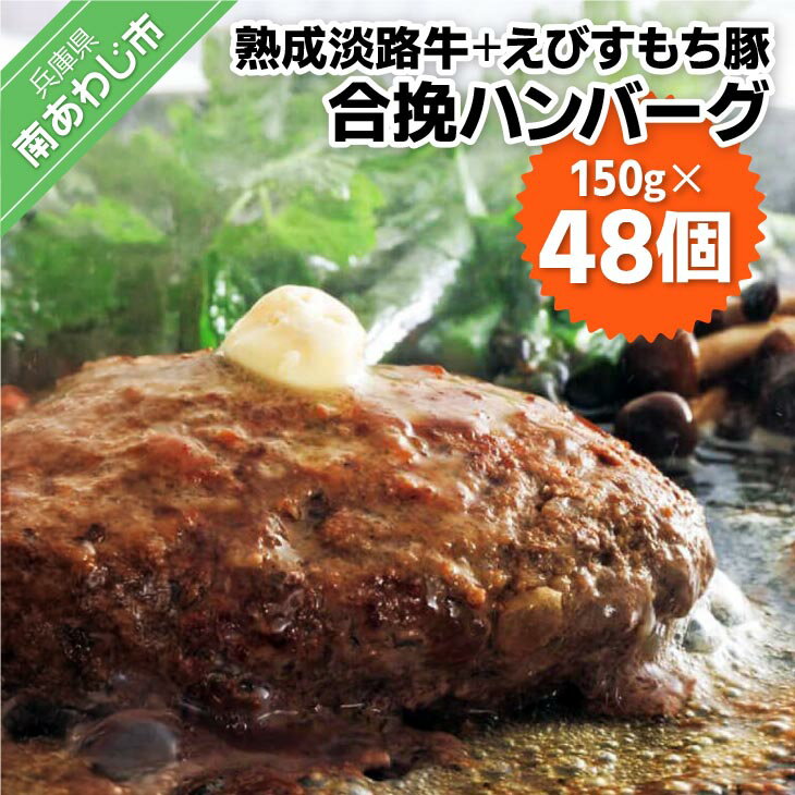 【ふるさと納税】熟成淡路牛とえびすもち豚の合挽ハンバーグ（150g×48個セット）