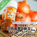 長期不在、転居等でお受け取りいただけない場合、再送はいたしかねます。 ■発送時期について ご予約いただいたお客様から順に5月初旬頃から6月末頃にかけて配送いたします。予約数や天候・収穫状況などにより、配送が送れる場合がございますがご了承下さい。 ■キャンディーオニオン 淡路島特有のミネラル豊富な土壌で育った辛味の少ない、丸くて大きくて甘い玉ねぎで「キャンディーオニオン」と名付けました。新たまねぎは、水分豊富でみずみずしく、辛みも少ないためオニオンスライスにして食べるのがおすすめです。 ■玉ねぎドレッシング（200ml） 自社の玉ねぎを100％使用した、オリジナル玉ねぎドレッシングです。本醸造醤油をベースに、サラダオイルを出来るだけ控えて作り上げたクリーミーなのにさっぱり感のある和風ドレッシングです。 ■玉ねぎ4.5kg（10〜13玉前後）【サイズ】M〜2L混合 ※お礼の品・配送に関するお問い合わせは 河西青果株式会社（電話：090-9114-9529　遠藤）までお願いします。 製品仕様 名称 【先行予約】河西青果の新玉（キャンディーオニオン）4.5kg&ドレッシングセット　◆配送5月初旬〜6月末 内容量 ・淡路島産新玉ねぎ　4.5kg（10〜13玉前後）【サイズ】M〜2L混合・玉ねぎドレッシング 消費期限 新玉は水分が多い為、常温保存よりも冷蔵庫での保存をオススメします。新玉のみずみずしさを堪能してもらう為にも、到着後はなるべく早くお召し上がり下さい。　　　　 発送方法 常温 配送・その他 ※配送日指定：不可 販売者 河西青果株式会社（電話：090-9114-9529　遠藤）