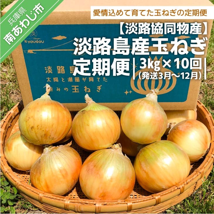 野菜・きのこ(たまねぎ)人気ランク15位　口コミ数「0件」評価「0」「【ふるさと納税】【淡路協同物産】淡路島産玉ねぎ 定期便　3kg × 10回（発送3月～12月）淡路島 玉ねぎ 玉葱 国産 野菜 オニオン サラダ マリネ スープ ハンバーグ カレー 送料無料 お取り寄せ グルメ お買い物マラソン」