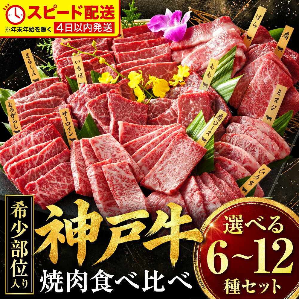最短4営業日発送 神戸牛 希少部位 食べ比べセット 選べる容量 480g 720g 960g 霜降り 希少赤身 肩ロース サーロイン バラ モモ ランプ ミスジ いちぼ 牛肉 小分け 焼肉 焼肉セット 焼き肉 和牛 黒毛和牛 神戸ビーフ 冷凍 帝神志方ミート 兵庫県 朝来市