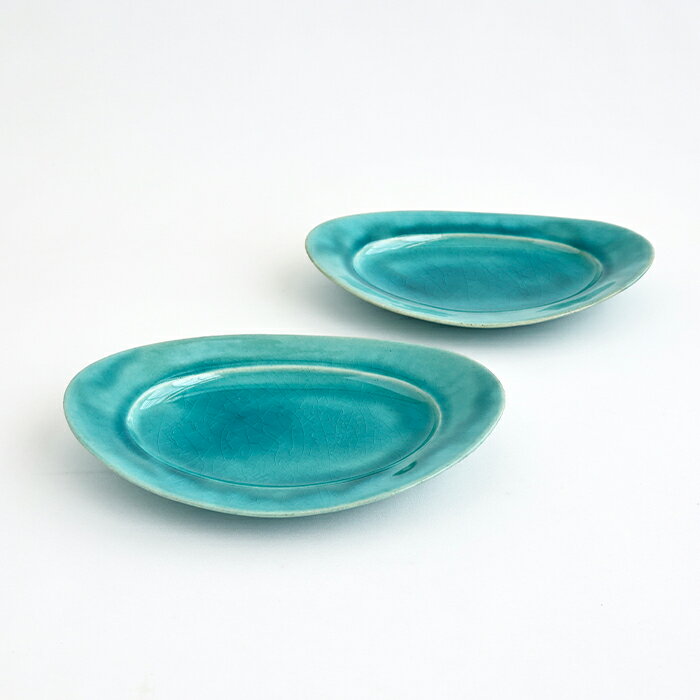【ふるさと納税】【Awabi ware】 オーバル皿S ペアセット （トルコ青×2） 《決済から3ヶ月前後で発送》のサムネイル