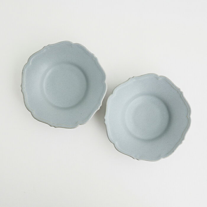 【ふるさと納税】【Awabi ware】輪花中深皿 ペアセット（青マット×2） 《決済から3ヶ月前後で発送》のサムネイル