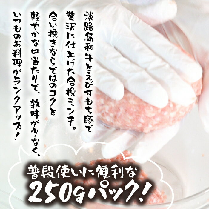 【ふるさと納税】淡路島和牛・えびすもち豚の合挽きミンチ　1000g 約250g×4パック