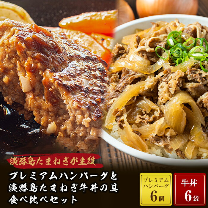 【ふるさと納税】プレミアムハンバーグとたまねぎ牛丼 食べ比べ