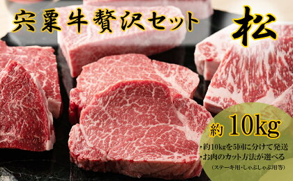 F12　宍粟牛　贅沢セット　【松　10Kg】　ステーキ　しゃぶしゃぶ　すき焼き　ロース　定期発送　冷蔵発送　宍粟牛　国産和牛　黒毛和牛　国産　3年肥育　牛肉　御中元　贈り物　BBQ　キャンプ　ご褒美