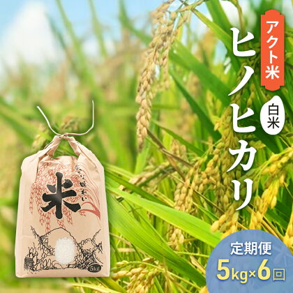 定期便 お米 【令和6年産 予約受付】 アクト米 ヒノヒカリ 白米 5kg 6ヶ月連続お届け　【定期便・お米・ヒノヒカリ】　お届け：2024年11月中旬～2025年9月末まで