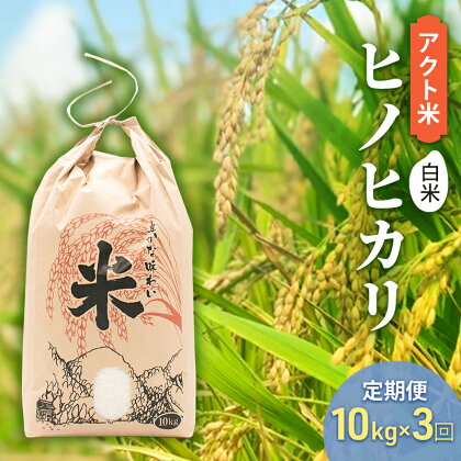 定期便 お米 令和5年産 アクト米 ヒノヒカリ 白米 10kg 3ヶ月連続お届け　【定期便・加東市】　お届け：2024年11月中旬～2025年9月末まで