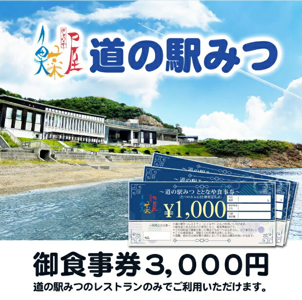 道の駅みつ ととなや 食事券(3,000円分)